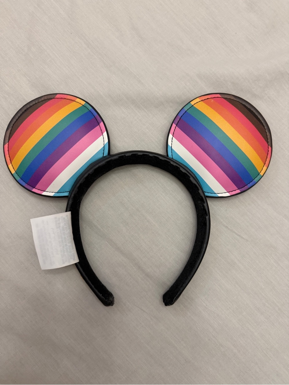 Disney Pride Multicolor Striped Mouse Ear Headband with Black Trim